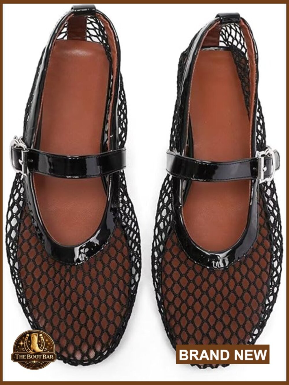 Mesh Ballet Flats with Buckle Strap, Wide Width, Round Toe Mules